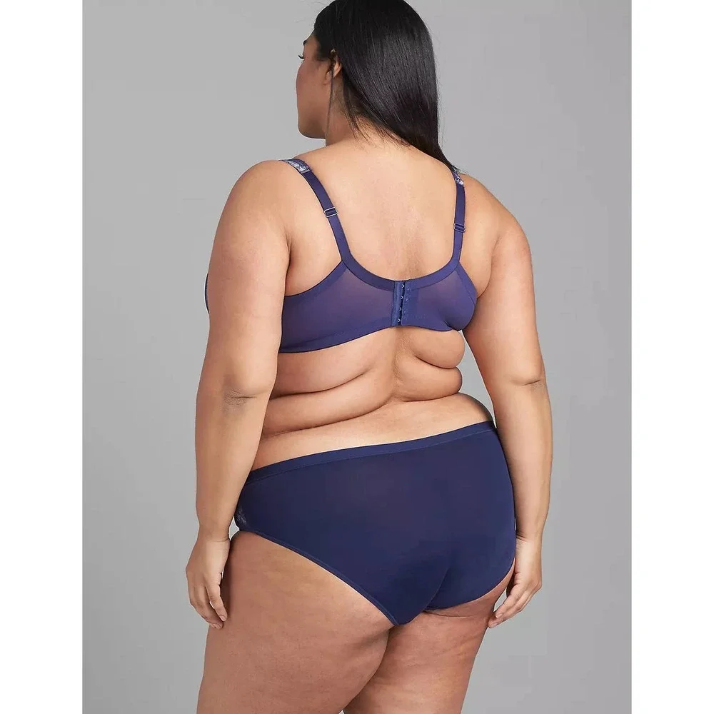NWOT Cacique Modern Lace Lightly Lined Full Coverage‎ Bra in New Navy Blue 38C